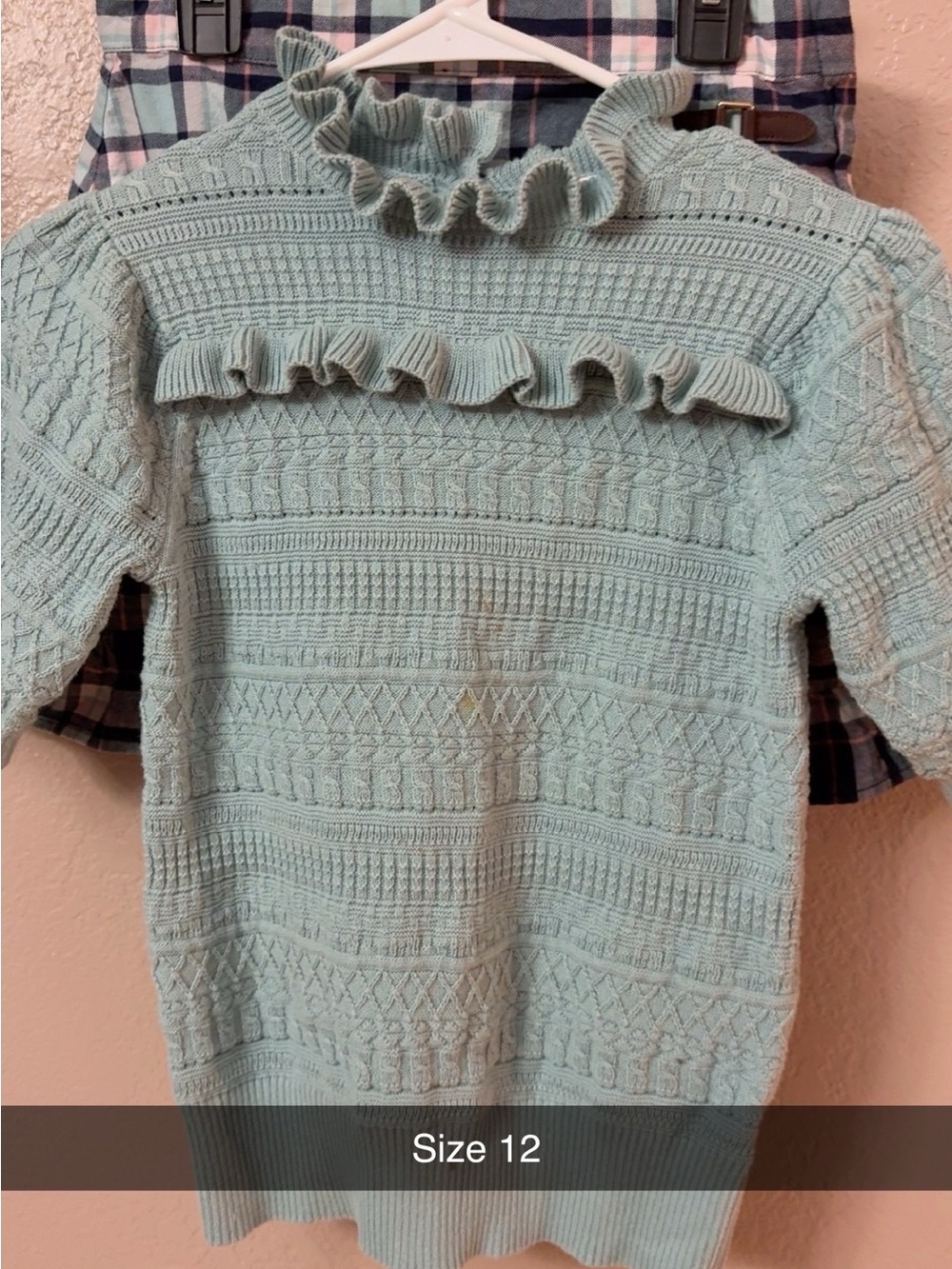 Janie and Jack Light Mint Ruffle Knit Top